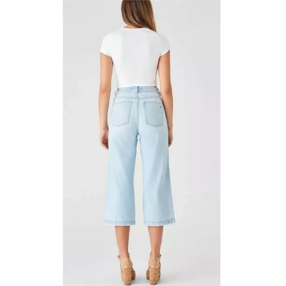 Dl1961 Hepburn Cropped Jeans High Rise Wide Leg Light Wash in Ibiza - Picture 2 of 11